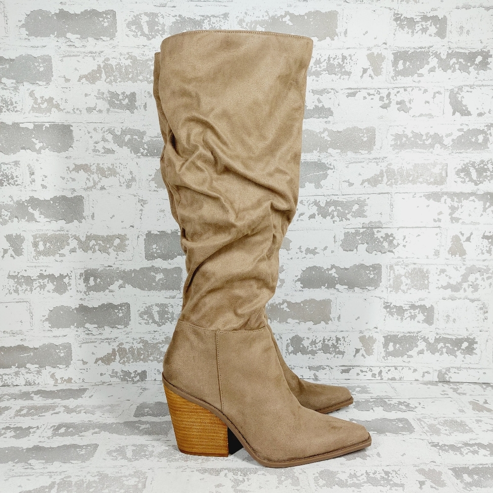NEW Charles By Charles David Wire Tan Block Heel Slouchy Knee High Boots H916 - Picture 6 of 12